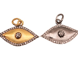 Pave Diamond Evil Eye Pendant: Sterling Silver Handmade Jewelry