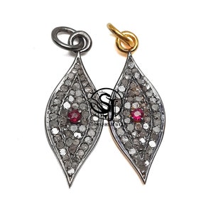 Handmade Ruby & Diamond Sterling Silver Pendant Necklace