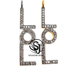 Colgante con dije LOL de diamante pavé de excelente calidad, 1 pieza, plata de ley 925, colgante con una sola pieza, etiqueta LOL, letra inicial, regalo para ella.