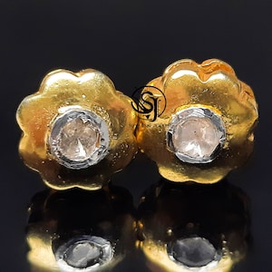 Victorian Stud Earring High Quality Uncut Polki Diamond Studs Earring Polki Earring, Handmade Design Finish Item, Anniversary Gift For Her