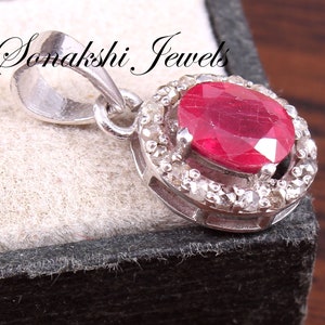 Handmade Design 925 Sterling Silver Ruby Pendant: Victorian Diamond Pendant