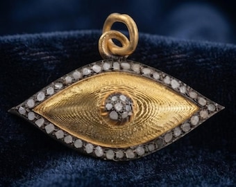 Pave Diamond Evil Eye Pendant: Sterling Silver Handmade Jewelry