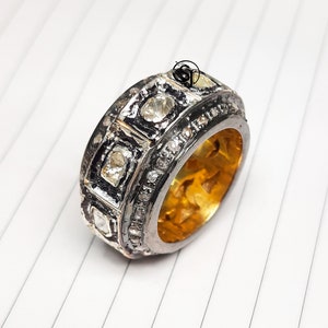 Handmade Polki Diamond & Fine Silver Wedding Band Ring