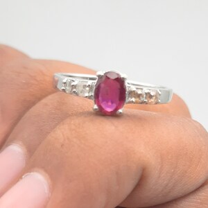 Handmade Ruby Ring: Sterling Silver Pave Diamond Statement Jewelry