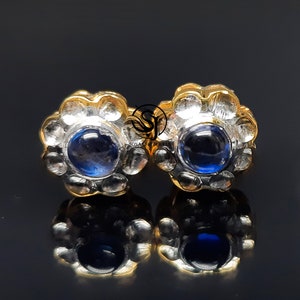 Boucles d'oreilles en argent sterling 925 avec saphirs bleus, pierres précieuses, conception faite main, bijoux en diamants, boucle d'oreille en argent, cadeau de mariage pour femme