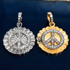 Pave Diamond Round Charm Pendant 925 Sterling Silver Handmade Design Pendant Diamond Jewelry Charm Locket Beautiful Pendant Gift For Her