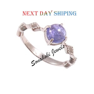 Blue Sapphire Ring: 925 Sterling Silver, Handmade September Birthstone