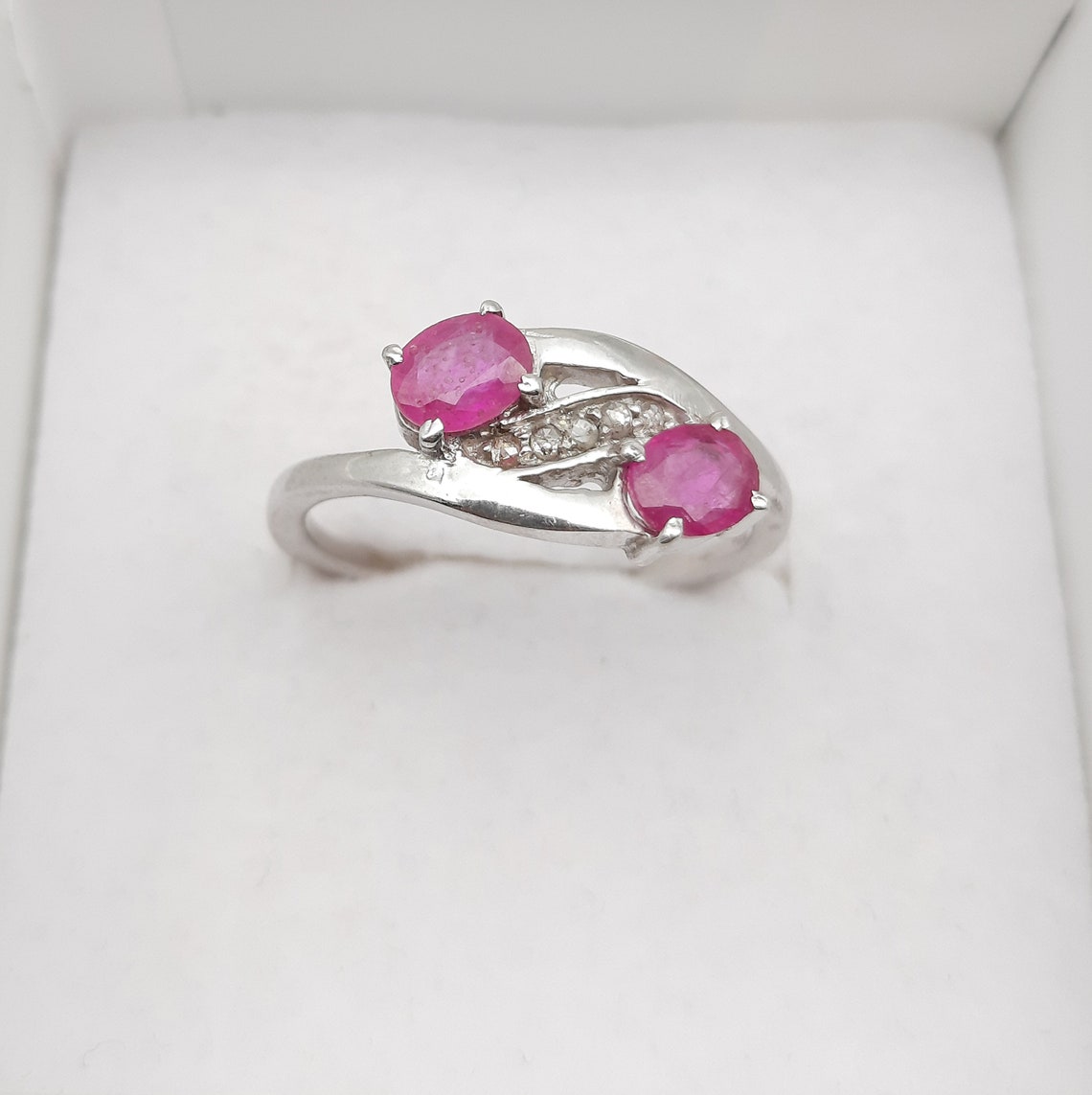 Natural Green Emerald / Red Ruby Ring With Pave Diamond 925 | Etsy