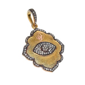 Handmade Sterling Silver Pave Diamond Evil Eye Pendant