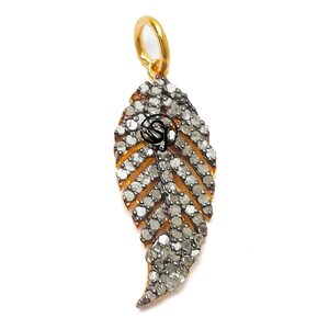 Leaf pendent Pave diamond rosecut pendant 925 sterling silver pendant handmade diamond pendant beautiful leaf design diamond pendant charm