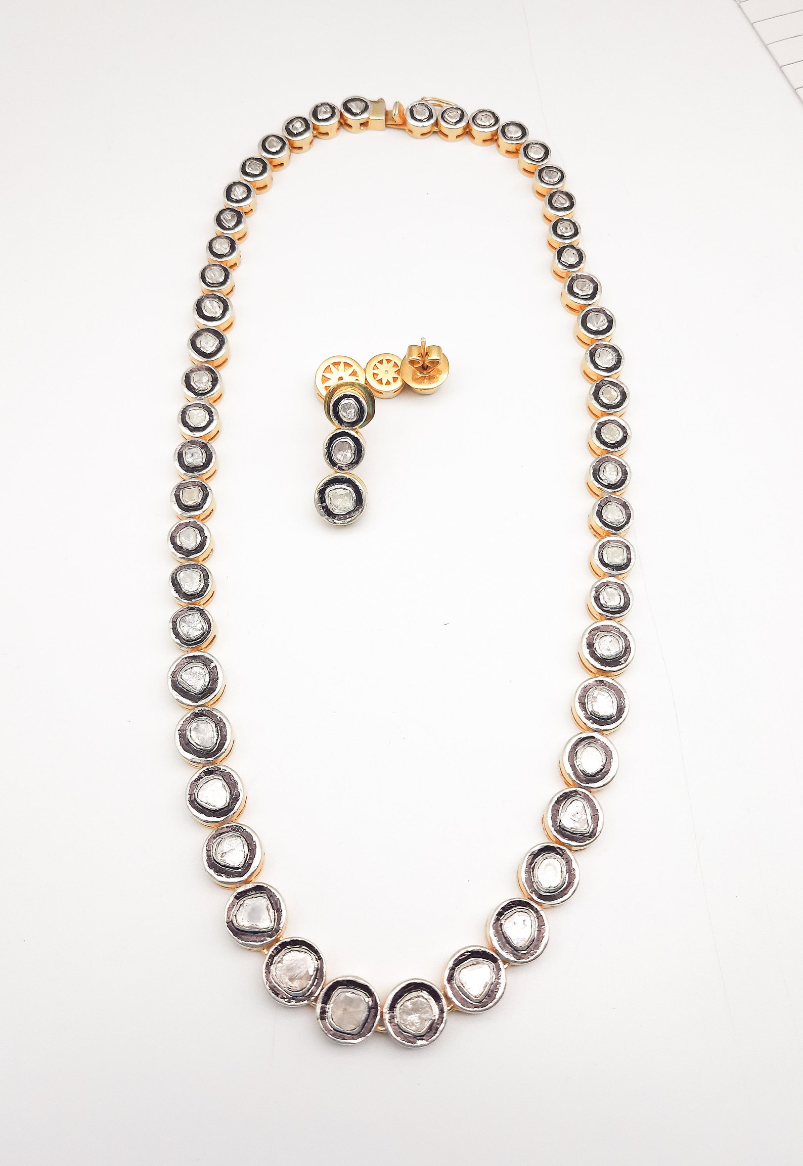 Natural Polki Diamond Necklace 925 Sterling Silver Victorian Etsy