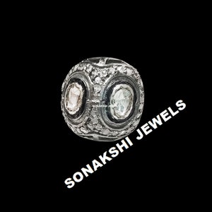 Pave Diamond Ball Bead: 925 Sterling Silver Handmade Jewelry