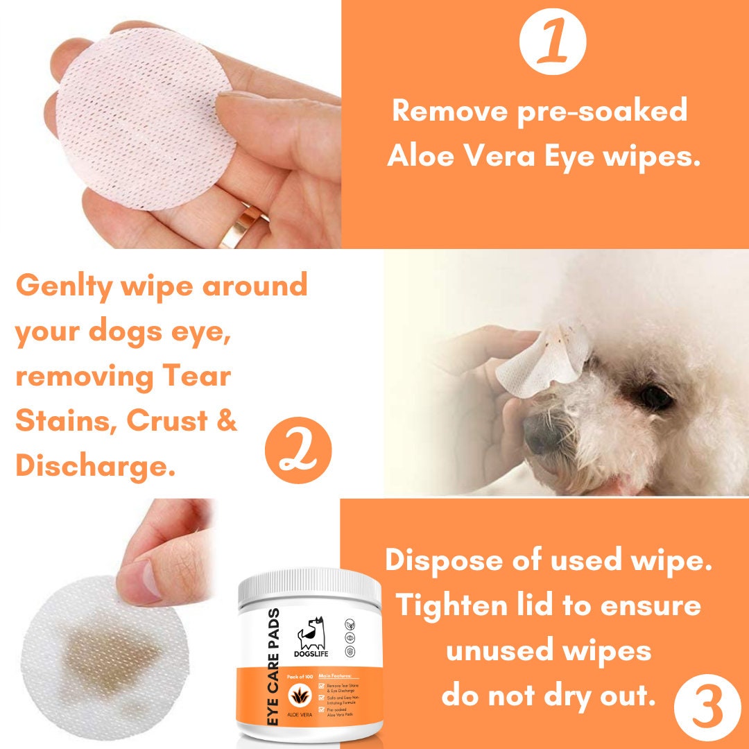 Dog Eye Wipes Remove Tears Stains & Eye Crust Aloe Vera Etsy