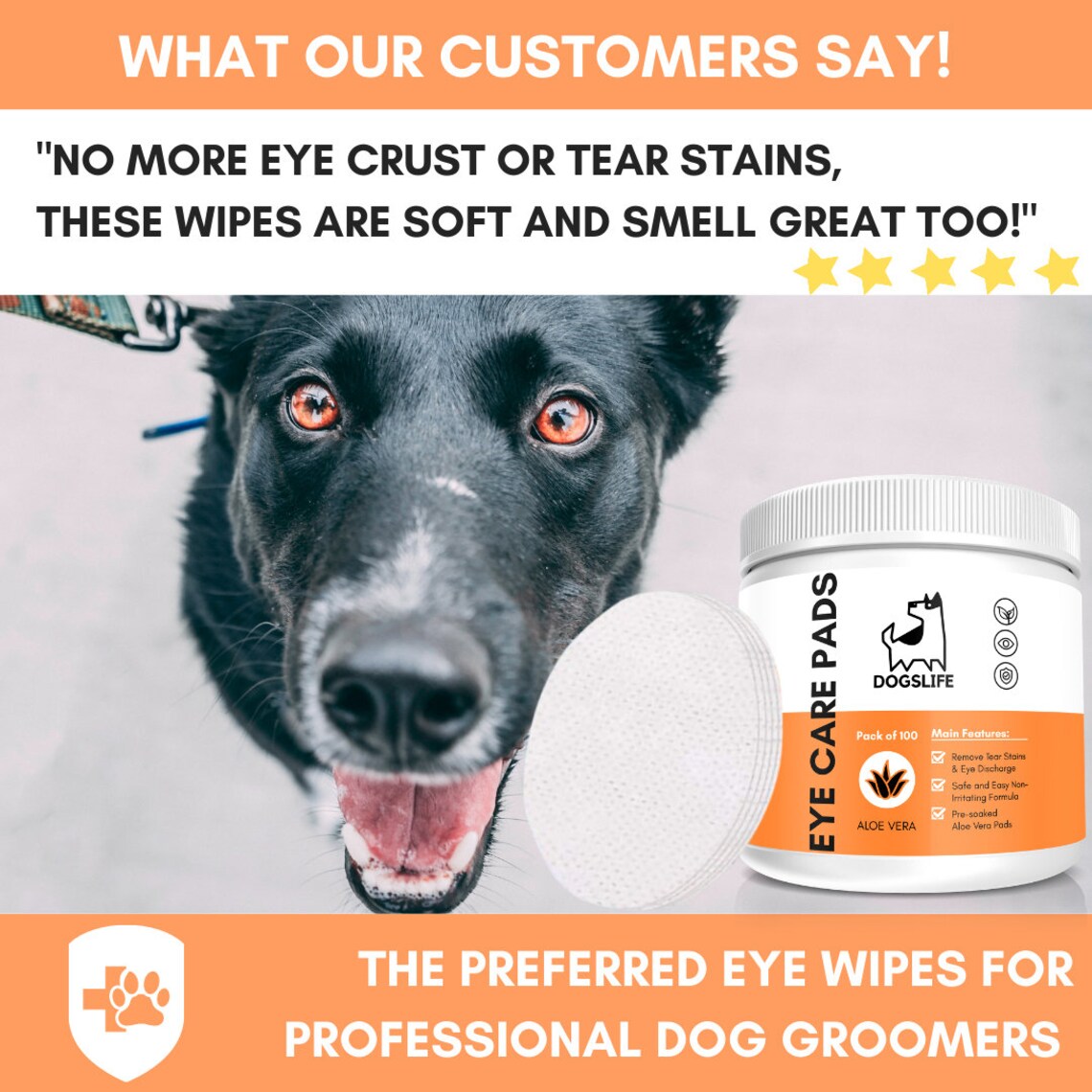 Dog Eye Wipes Remove Tears Stains & Eye Crust Aloe Vera Etsy