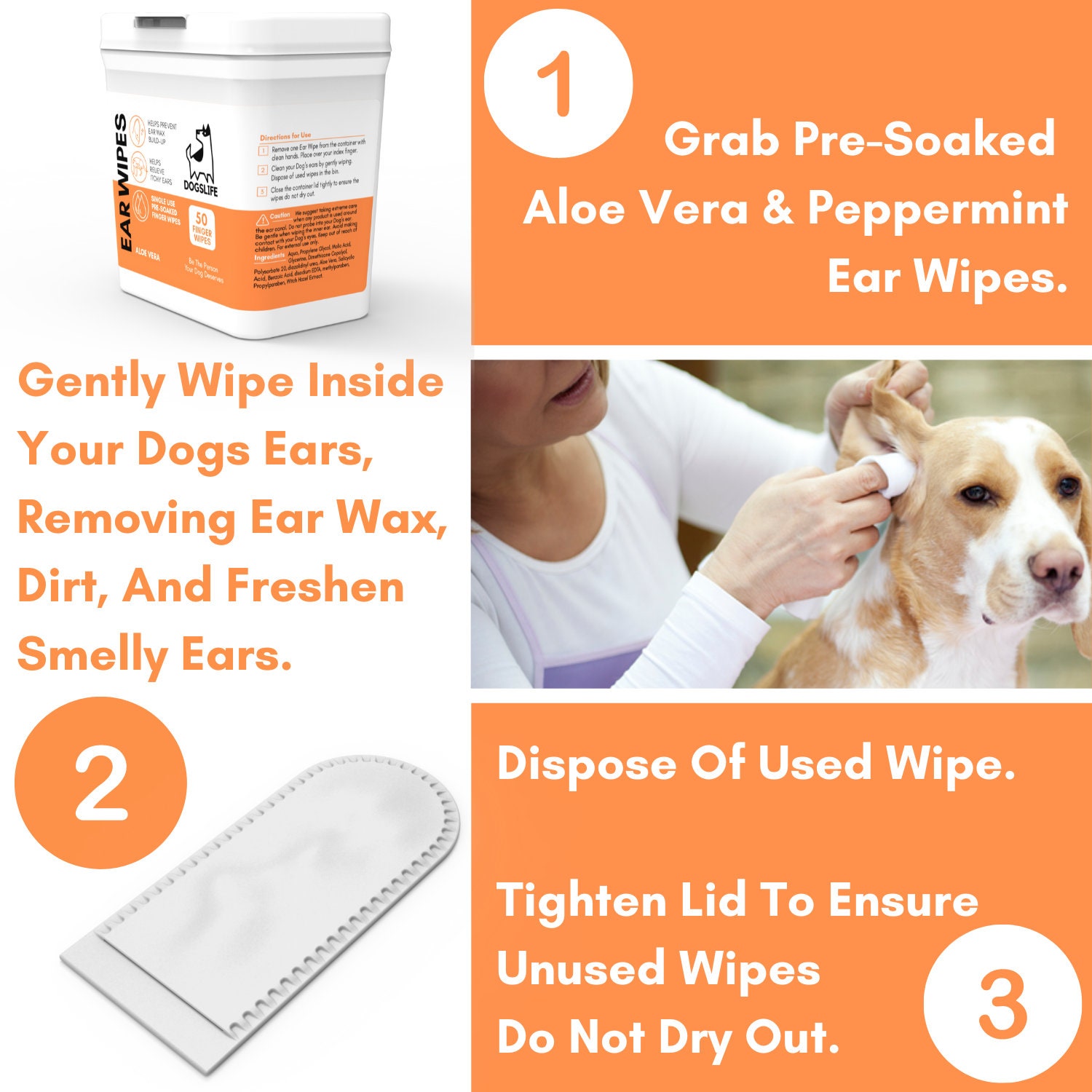 Dog Ear Wipes Remove Ear Wax & Dirt Stop Smelly Dog Ears Etsy