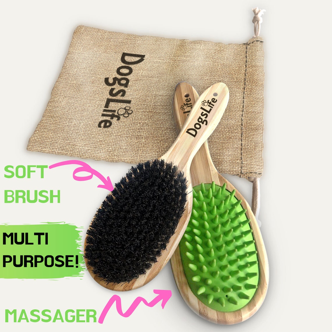 Bamboo Dog Brush Multi Purpose Pet Brush Eco Friendly Etsy