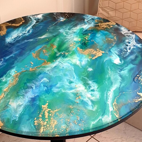 Blue Resin Table Etsy