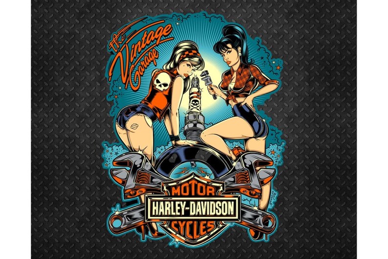 Harley Davidson Pin Up Girl Sticker Large Sticker Etsy