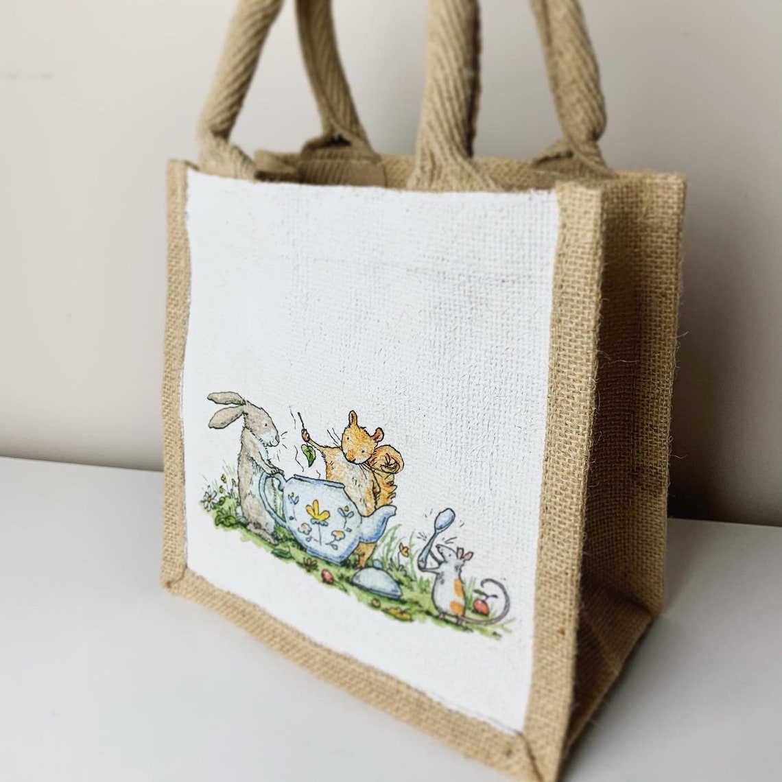 Hand painted and decoupaged Jute bags eco friendly gift and Etsy