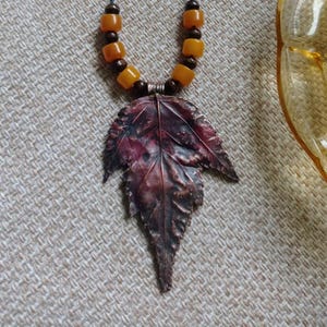 Electroformed Copper Maple Leaf Pendant: Handmade Botanical Necklace