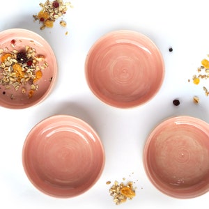 Hand-made pink ceramic bowl, bowl for breakfast cereal, quark, etc. in a modern design, half pink, diameter approx. 13 cm, height approx. 5 cm image 3