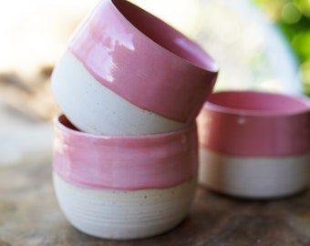 very nice handmade pink natural ceramic cup coffee cup diameter 7 cm, height 6 cm