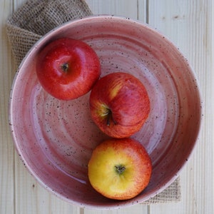 handgetöpferte Bowl, Schale für  Suppe, Pasta, Salat, rosa achatgrau