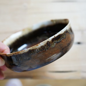 Hand-made brown crystal ceramic bowl for nuts, chocolates, etc. in a modern design Ø 11 cm, height 4 cm