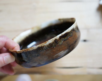 Hand-made brown crystal ceramic bowl for nuts, chocolates, etc. in a modern design Ø 11 cm, height 4 cm