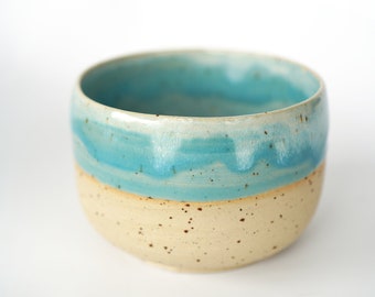 hand-made light blue cream ceramic mocha coffee mug, diameter 8 cm, height 6 cm, dishwasher safe