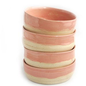 Bol en céramique rose fabriqué à la main, bol pour céréales de petit-déjeuner, fromage blanc, etc. au design moderne, demi-rose, diamètre environ 13 cm, hauteur environ 5 cm image 6