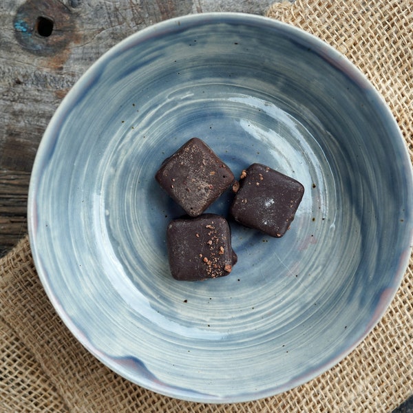 tazón de pasta azul agua hecho a mano, plato de cerámica para pasta o sopa, Ø 16 cm, altura 6 cm, apto para lavavajillas