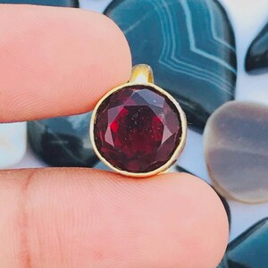Adjustable Garnet Quartz Ring - 18K Gold Plated Brass Statement Ring
