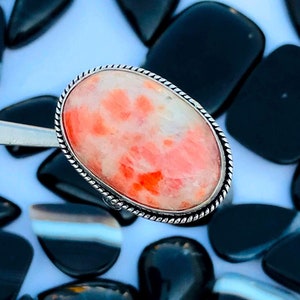 6&quot; US Ring Size Sunstone Silver Ring - Sunstone Gemstone Ring - Sunstone Silver Jewellery - Fashion Jewelry - 92.5 Sterling Silver