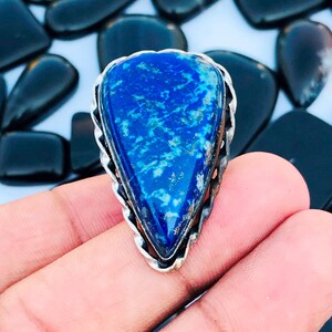 Pear Lapis Lazuli Ring: Natural Gemstone Fashion Jewelry (Size 6.75 US)