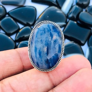 Adjustable Ring Sodalite Sterling Silver Ring - Sodalite Adjustable Ring - Statement Silver Ring - Sodalite Gemstone Silver Ring