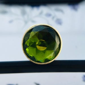 Gold Plated Brass Ring: Faceted Zambian Emerald Hydro Quartz, Adjustable