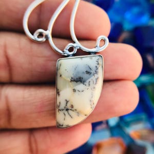 Natural Dendritic Agate Sterling Silver Pendant ! Dendritic Gemstone Pendant ! Dendritic Agate 92.5 Sterling Silver Jewelrry -1.50" Inch