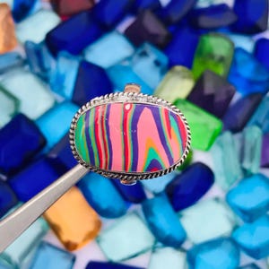 8.50&quot; US Chinese Multi Colour Turquoise 92.5 Sterling Silver Ring - Fashion Jewelry Turquoise