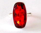 7.75 quot US High Quality Faceted Garnet Hydro Quartz Ring - Garnet Quartz Jewelry - Garnet Quartz Fashion Ring - Fashion Jewelry Ring