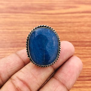 Adjustable Lapis Lazuli Sterling Silver Ring - Oval Gemstone