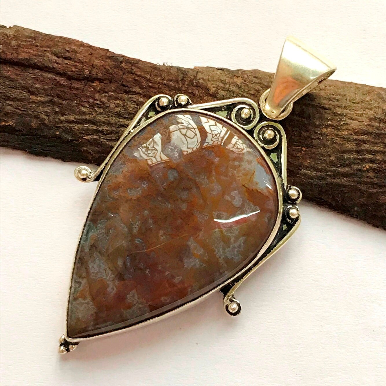 2.50 Inch Natural Brown Moss Agate Pendant / Moss Agate - Etsy UK