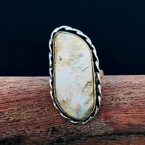White Jade Sterling Silver Ring - US Size 7.25