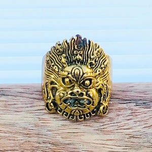 11.50" US Gold Plated Brass Ring- Face Gold Plated Ring 18K Gold Ring - Face Gold Metal Ring - Tiger Fashion Jewellery