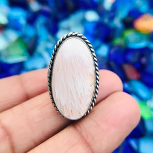 6.50&quot; US Scolecite Sterling Silver Ring - Scolecite Gemstone 92.5 Sterling Silver Jewelry - Scolecite Jewelry