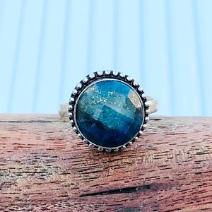 Adjustable Ring Natural Faceted Lapis Lazuli Ring - 92.5 Sterling Silver - Lapis Lazuli Fashion Ring - Lapis Lazuli Fashion Jewelry Ring