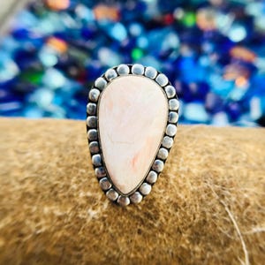 7&quot; US Pink Scolecite Sterling Silver Ring - Scolecite Gemstone Ring - Scolecite 92.5 Sterling Silver Jewelry - Fashion Silver Jewelry