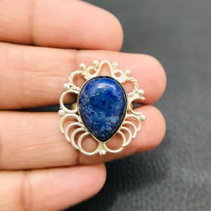 Pear Lapis Lazuli Sterling Silver Ring - US Size 7
