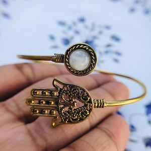 Blue Flash Moonstone Bracelet: Gold Plated Adjustable Jewelry