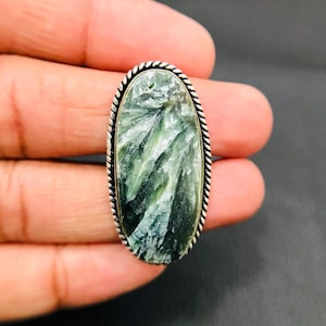 6.75&quot; US Scolecite Sterling Silver Ring - Scolecite Gemstone Ring - Scolecite 92.5 Sterling Silver Jewelry - Natural Gemstone Silver Ring